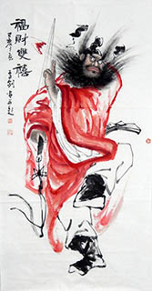 Chinese Zhong Kui Painting,68cm x 136cm,lj31162009-x