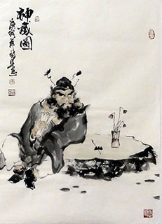 Chinese Zhong Kui Painting,46cm x 68cm,my31163001-x
