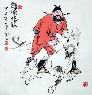 Chinese Zhong Kui Painting,68cm x 68cm,zjy31127010-x